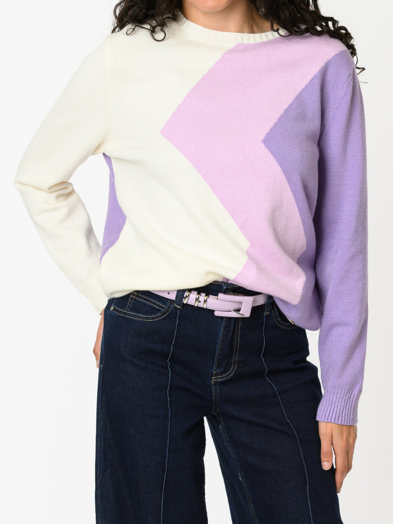 NEW - Chandail à manche longue lilas et blanc crème