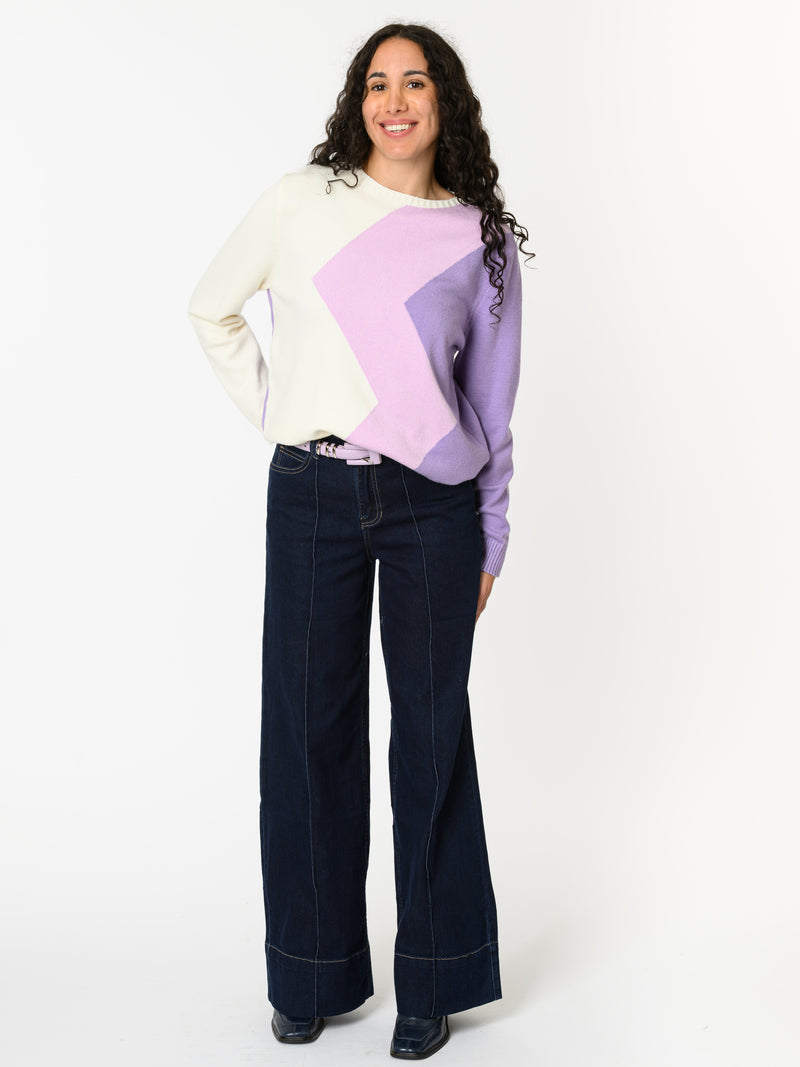 NEW - Chandail à manche longue lilas et blanc crème