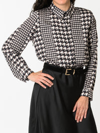 NEW - Chemise noire avec imprimé de pied-de-coq