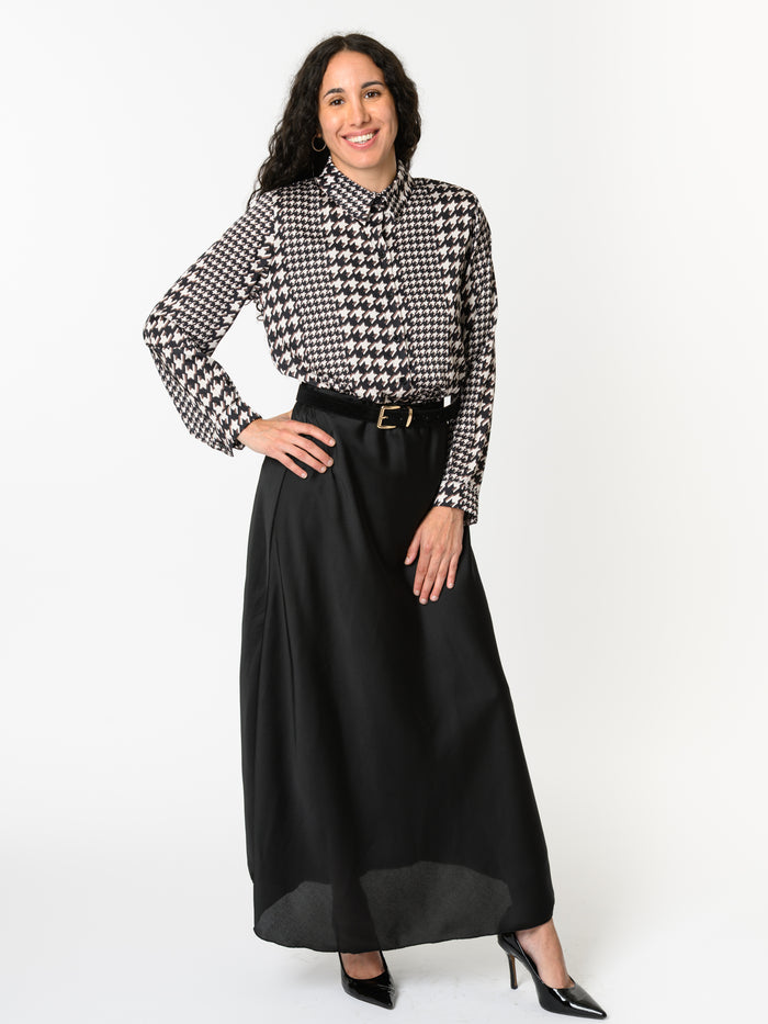 NEW - Chemise noire avec imprimé de pied-de-coq