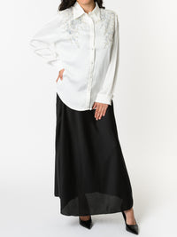 NEW - Chemise blanche à motifs de fleurs à paillettes