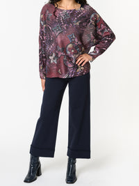 NEW - Chandail bourgogne avec imprimé floral