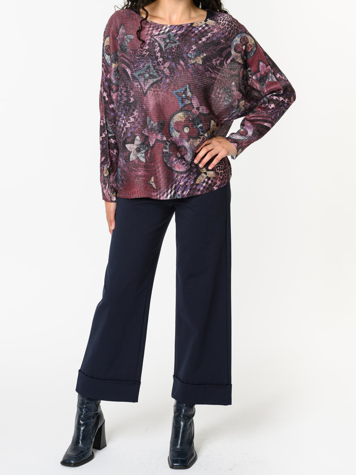 NEW - Chandail bourgogne avec imprimé floral