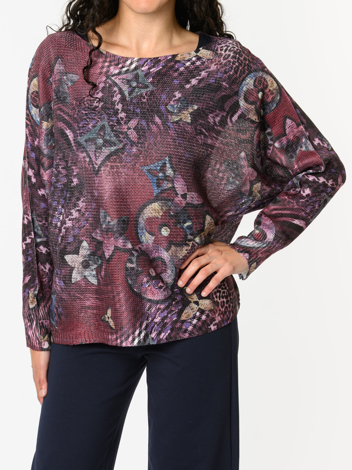 NEW - Chandail bourgogne avec imprimé floral