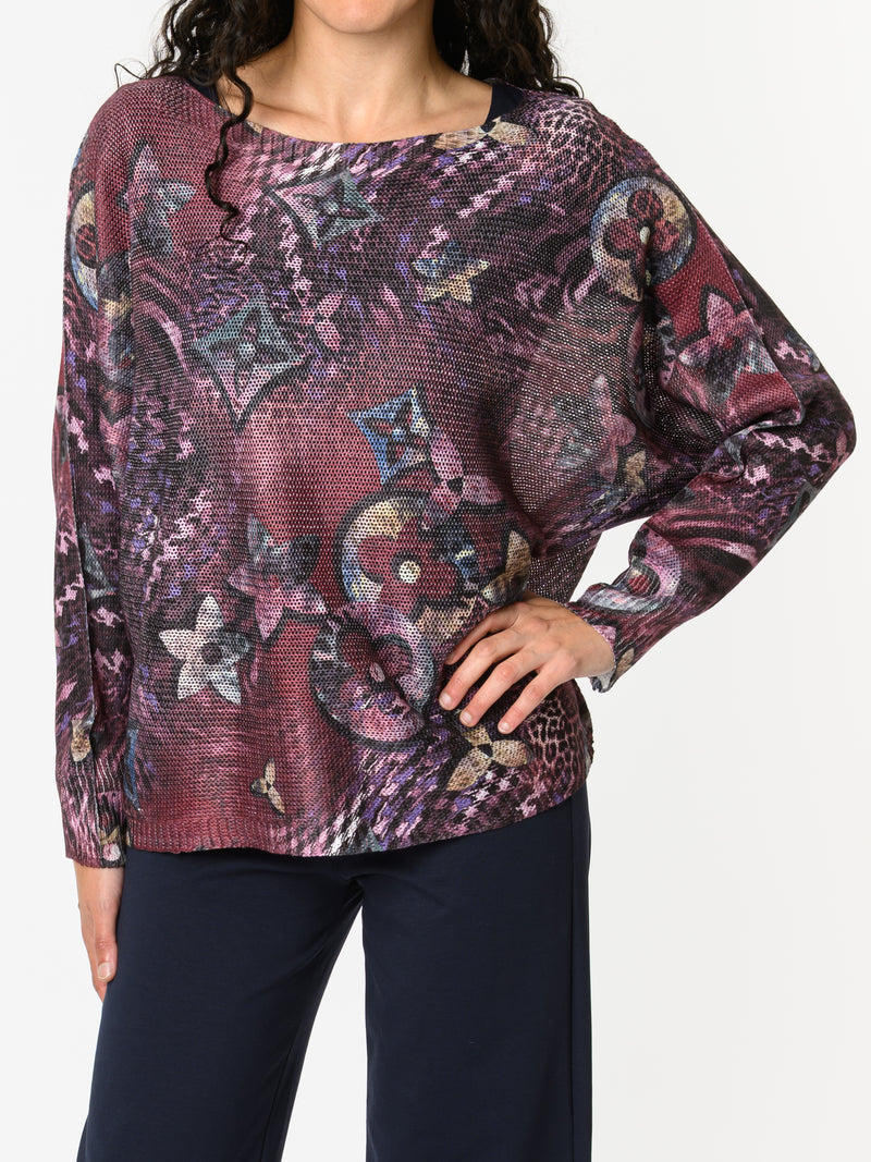 NEW - Chandail bourgogne avec imprimé floral