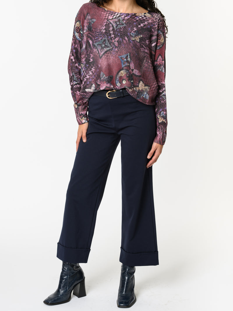 NEW - Chandail bourgogne avec imprimé floral