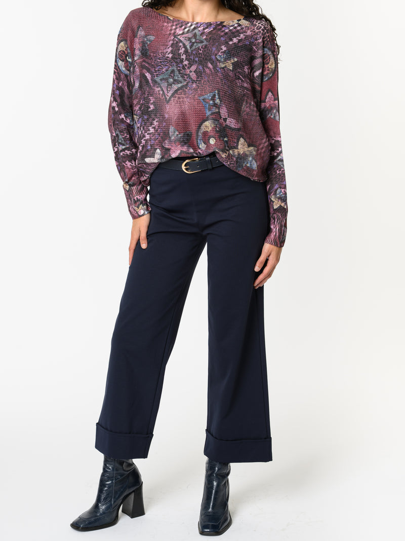 NEW - Chandail bourgogne avec imprimé floral