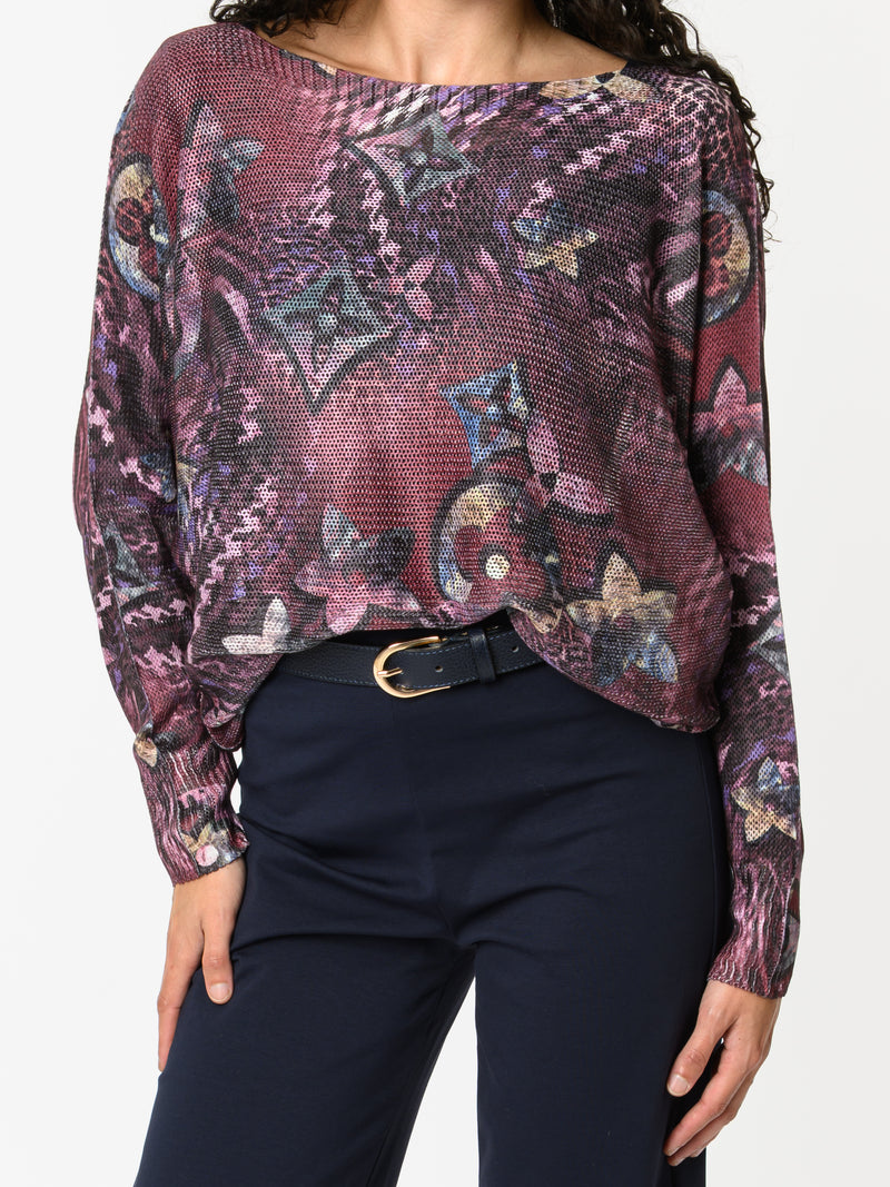 NEW - Chandail bourgogne avec imprimé floral