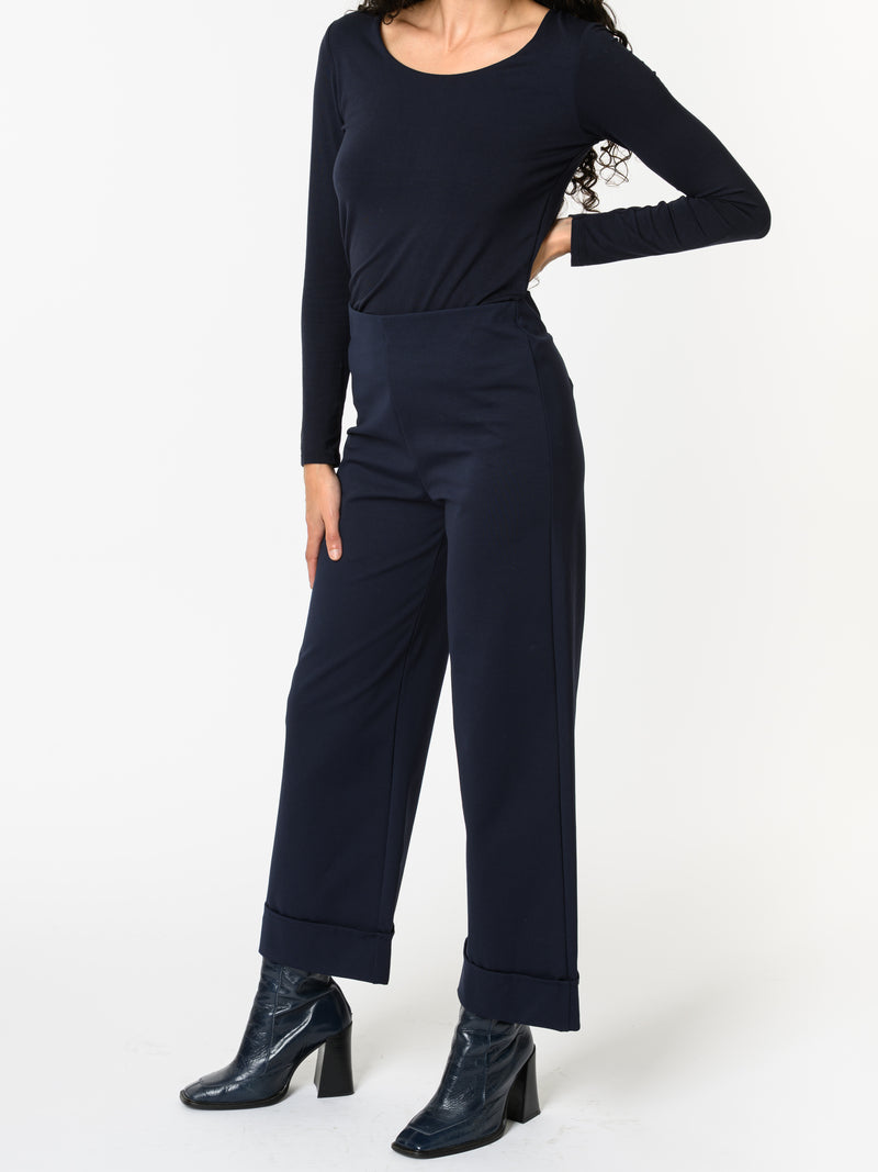 NEW - Pantalon marine avec bas plié