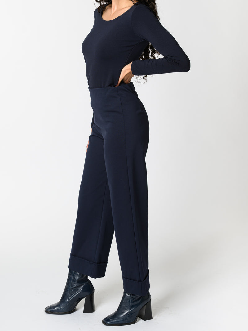 NEW - Pantalon marine avec bas plié