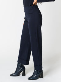 NEW - Pantalon marine avec bas plié