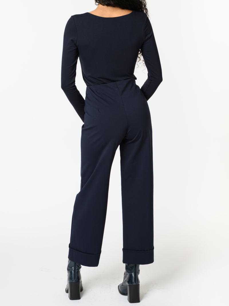 NEW - Pantalon marine avec bas plié