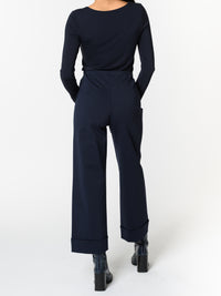 NEW - Pantalon marine avec bas plié