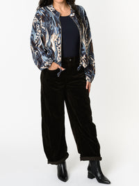 NEW - Veste bomber bleu et beige avec imprimé abstrait