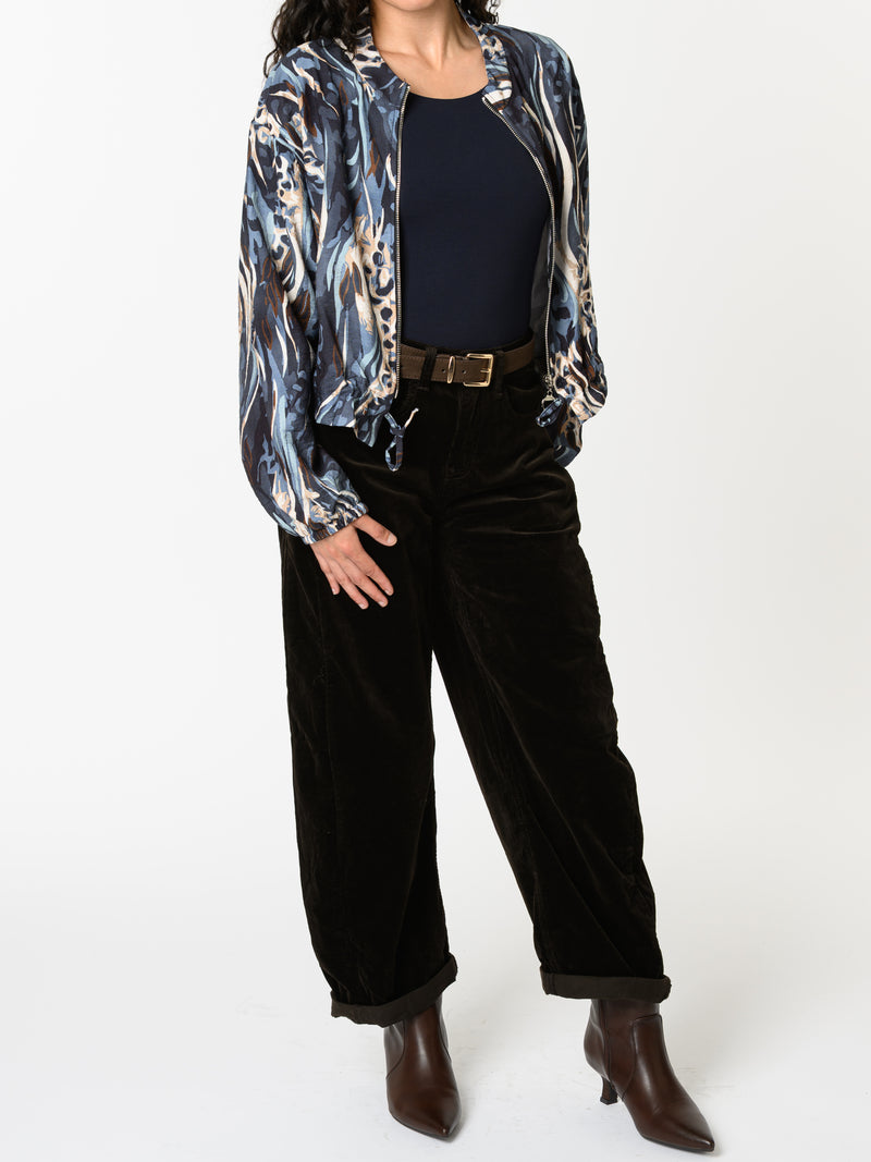 NEW - Veste bomber bleu et beige avec imprimé abstrait