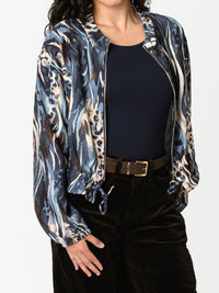 NEW - Veste bomber bleu et beige avec imprimé abstrait