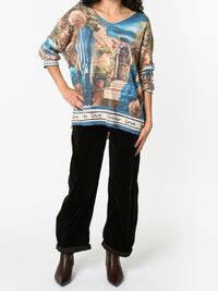 NEW - Chandail bleu turquoise avec imprimé d'extérieur