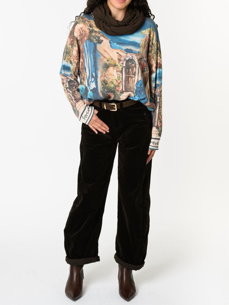 NEW - Chandail bleu turquoise avec imprimé d'extérieur