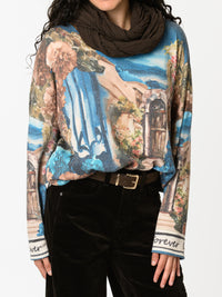 NEW - Chandail bleu turquoise avec imprimé d'extérieur