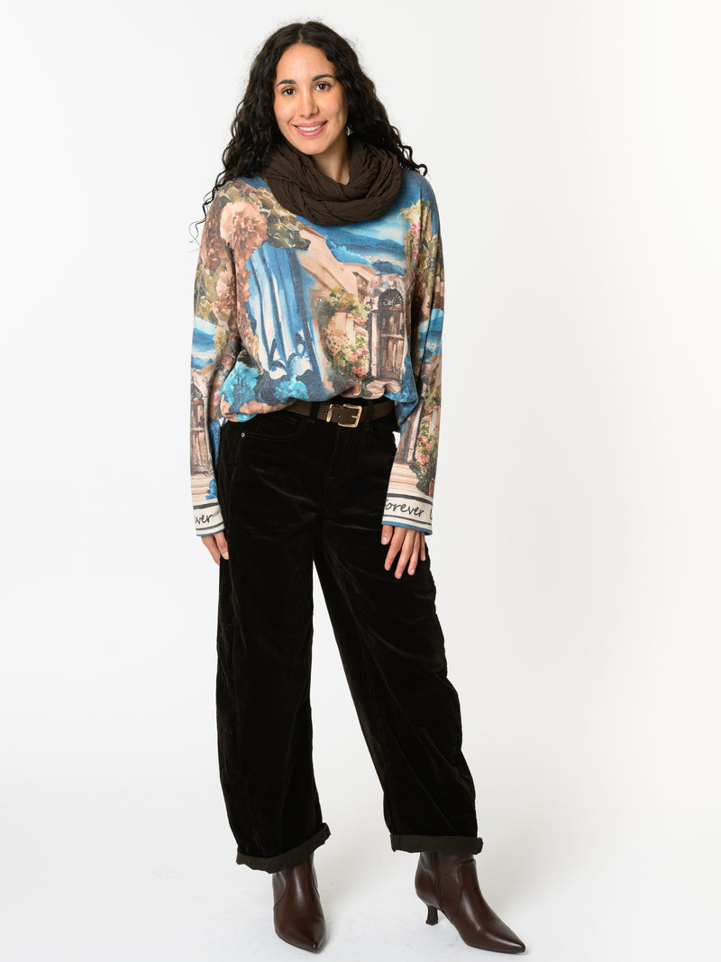 NEW - Chandail bleu turquoise avec imprimé d'extérieur