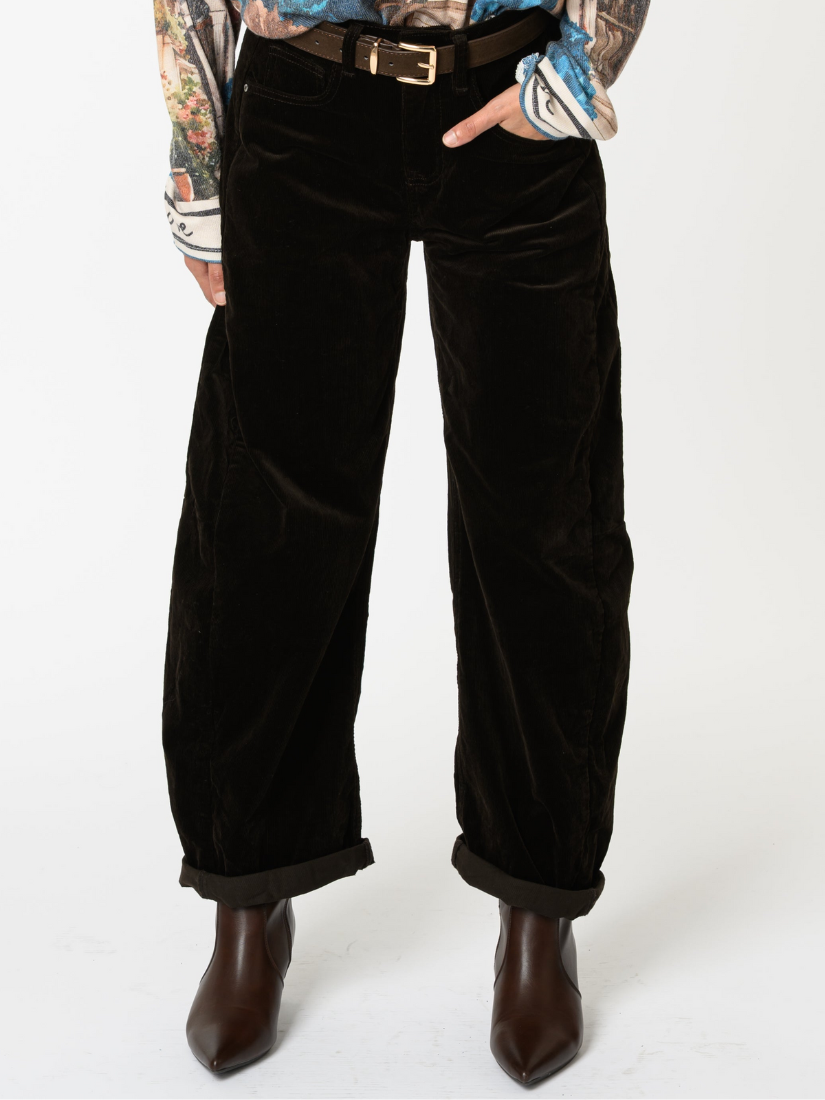 NEW - Jeans baggy brun en velours