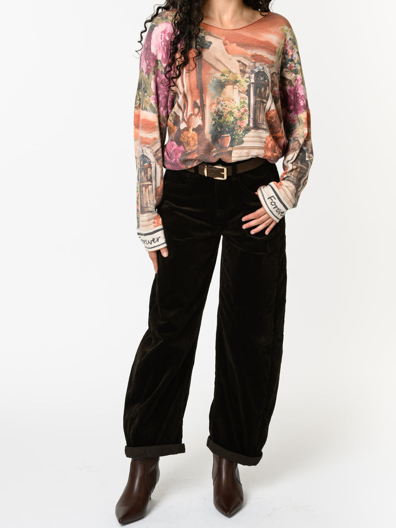 NEW - Chandail orange brique avec imprimé d'extérieur