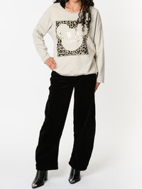 NEW - Chandail beige avec silhouette Mickey Mouse