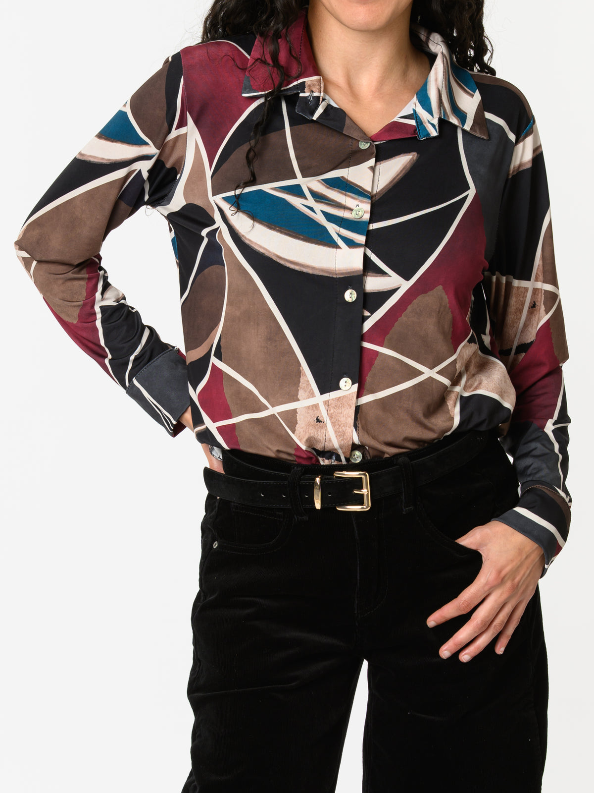 NEW - Chemise avec imprimé abstrait multicolore