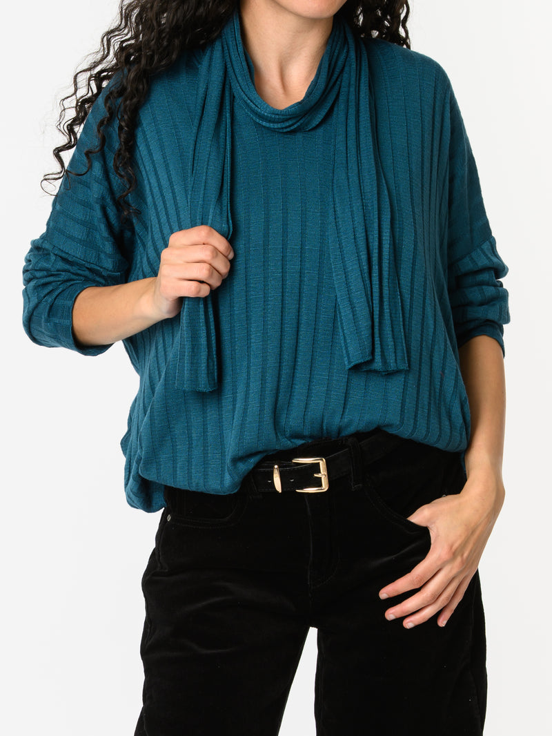 NEW - Chandail bleu sarcelle avec foulard