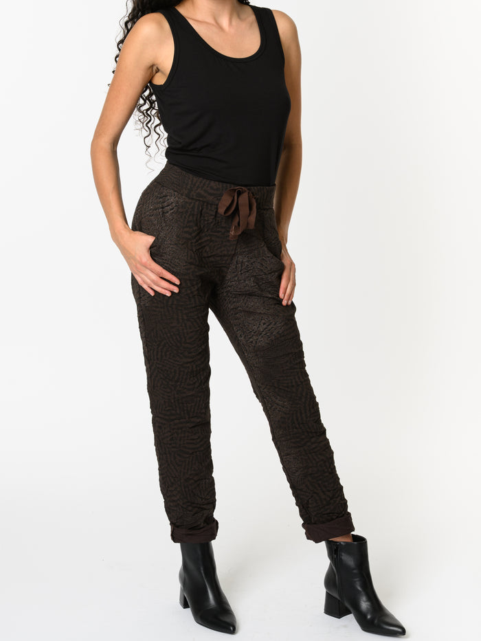 NEW - Pantalon brun avec imprimé animal