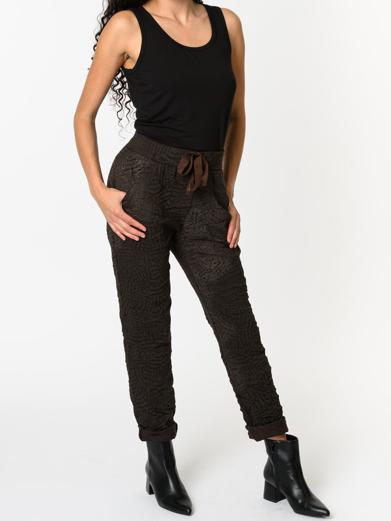 NEW - Pantalon brun avec imprimé animal