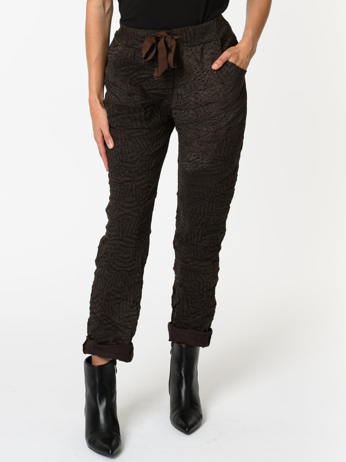 NEW - Pantalon brun avec imprimé animal