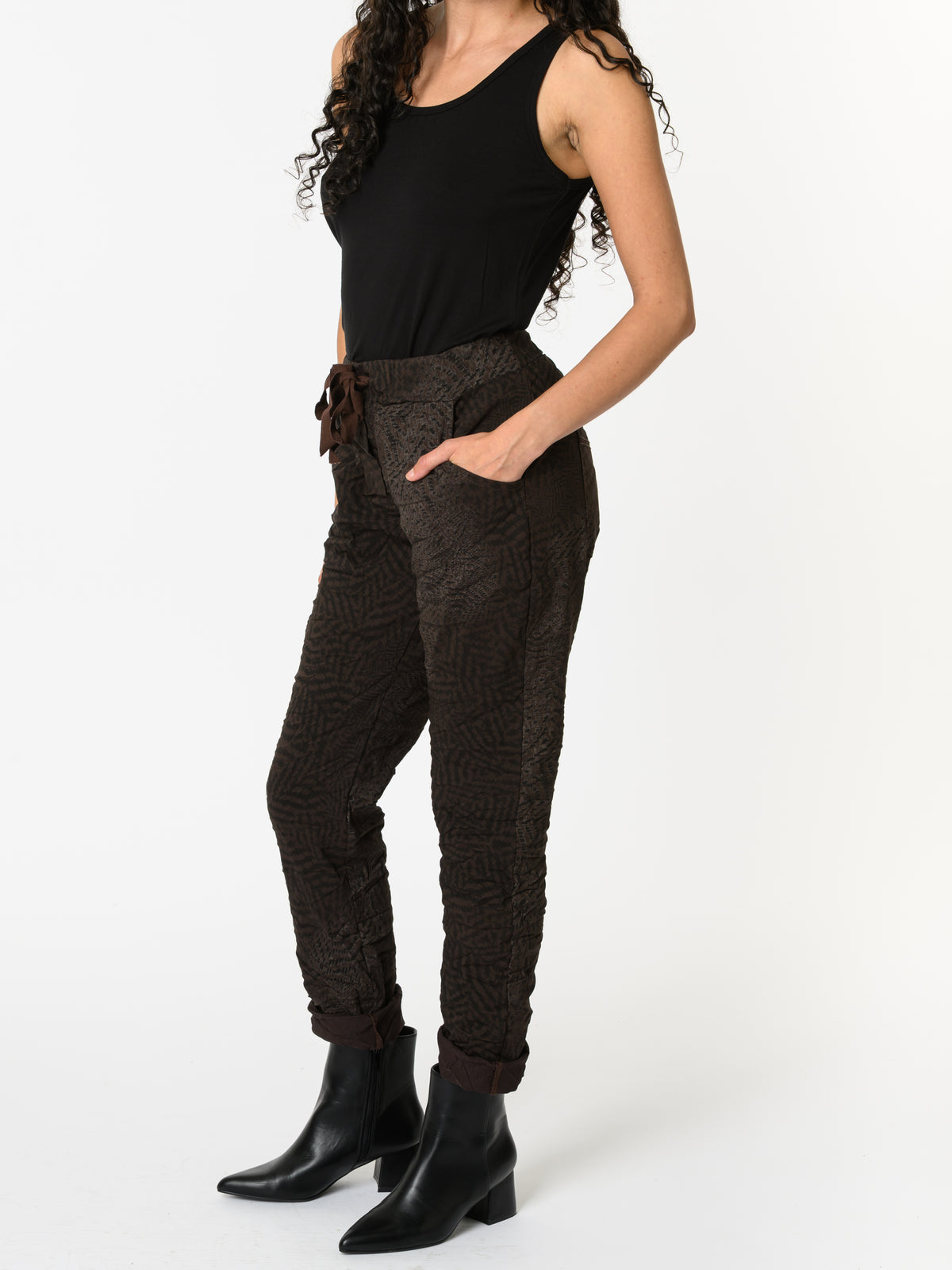NEW - Pantalon brun avec imprimé animal