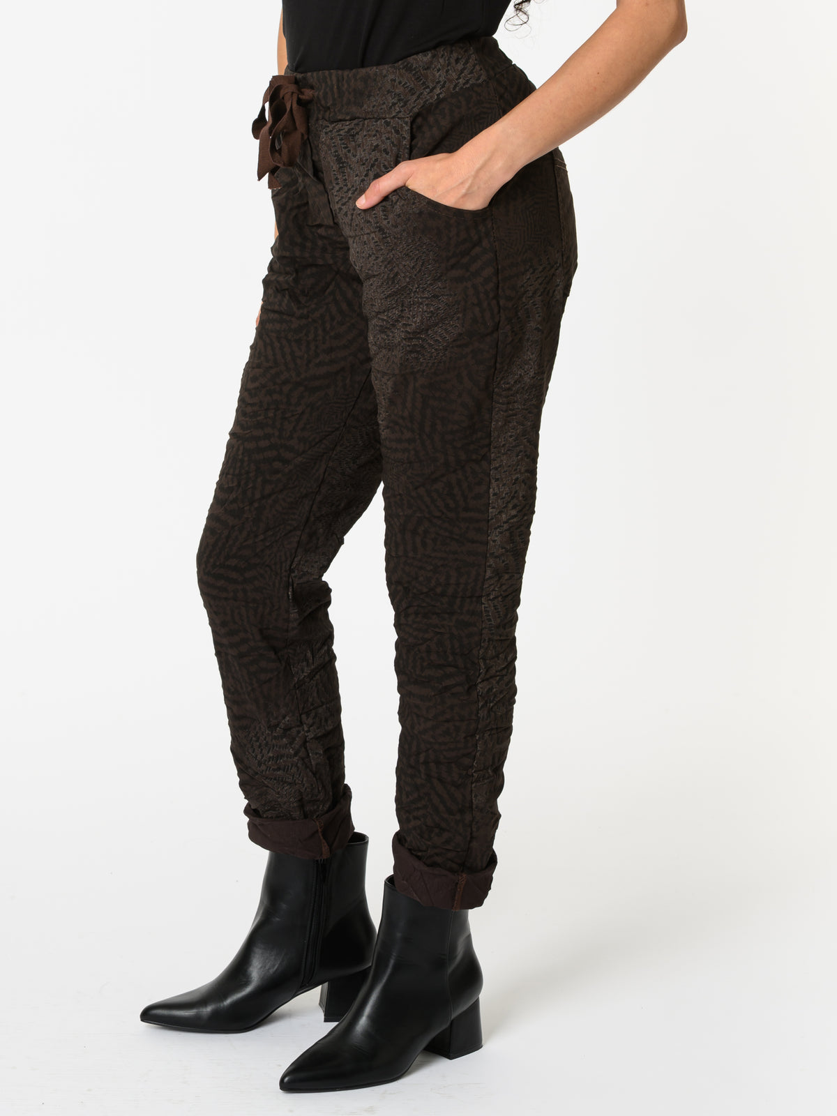 NEW - Pantalon brun avec imprimé animal