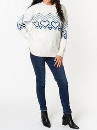 NEW - Chandail blanc avec imprimé de cœurs