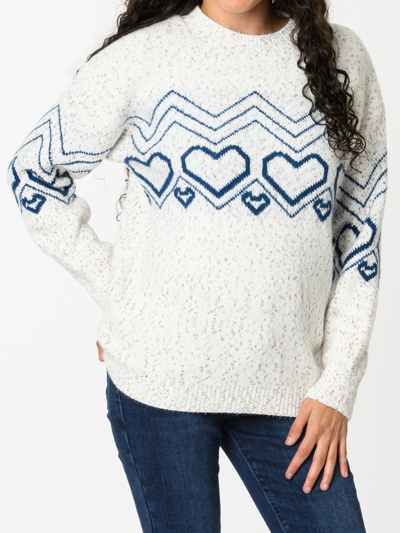 NEW - Chandail blanc avec imprimé de cœurs