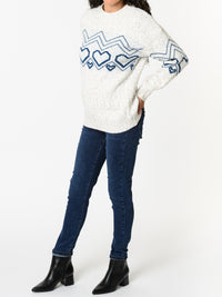 NEW - Chandail blanc avec imprimé de cœurs