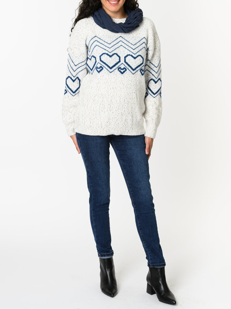 NEW - Chandail blanc avec imprimé de cœurs