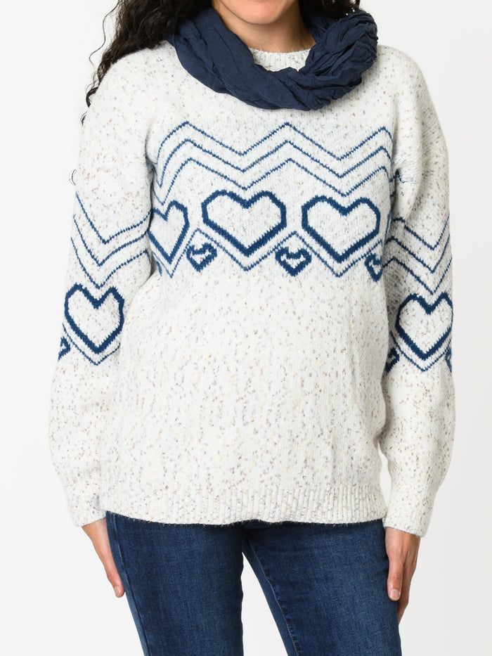NEW - Chandail blanc avec imprimé de cœurs