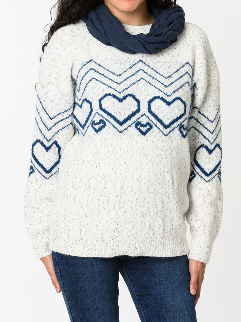 NEW - Chandail blanc avec imprimé de cœurs