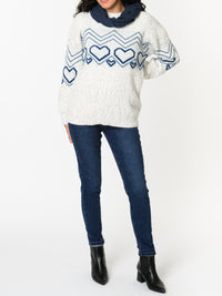 NEW - Chandail blanc avec imprimé de cœurs