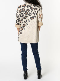 NEW - Veston beige avec imprimé de léopard