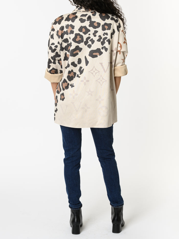 NEW - Veston beige avec imprimé de léopard