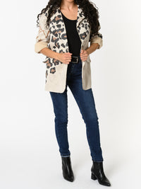 NEW - Veston beige avec imprimé de léopard
