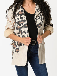 NEW - Veston beige avec imprimé de léopard