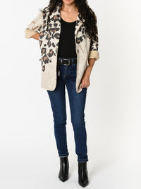 NEW - Veston beige avec imprimé de léopard