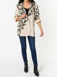 NEW - Veston beige avec imprimé de léopard