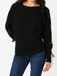 NEW - Chandail noir avec lacets sur les côtés