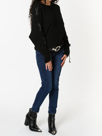 NEW - Chandail noir avec lacets sur les côtés