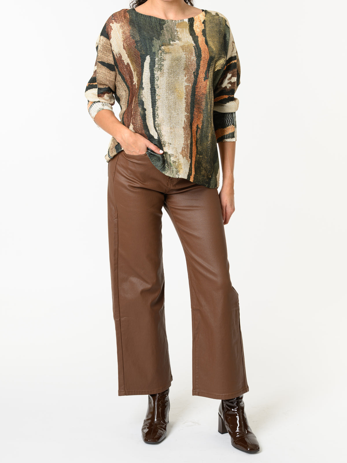 NEW - Chandail vert et beige avec dorures